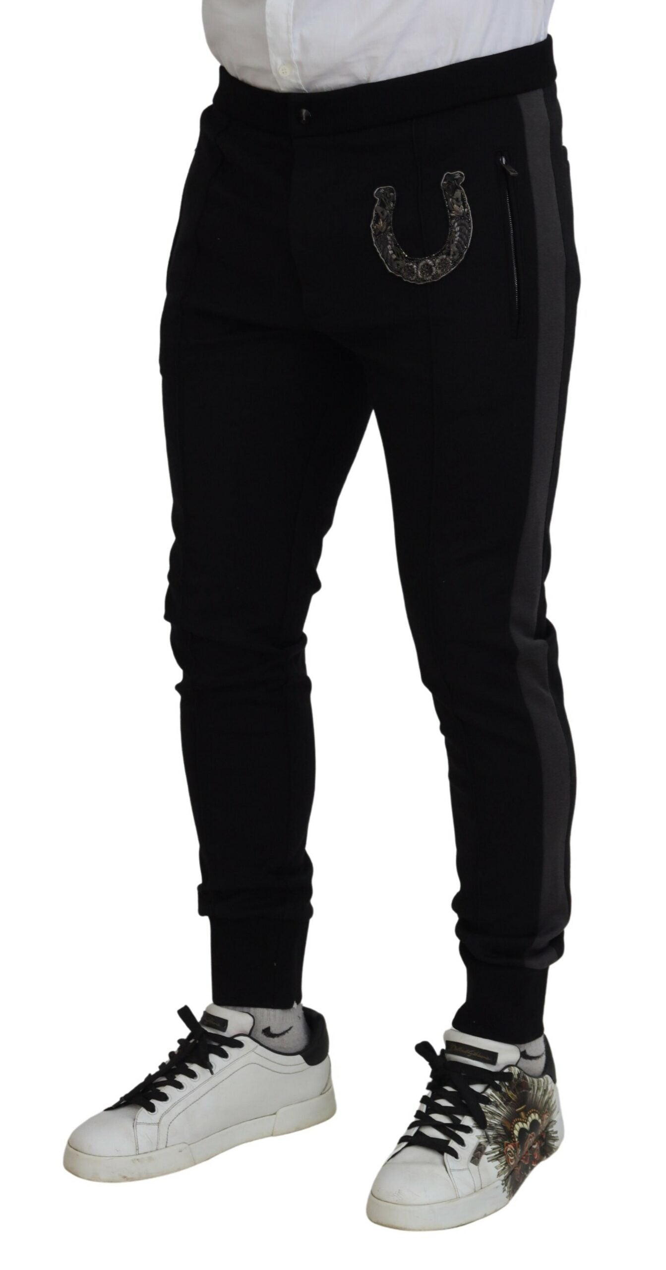 Dolce & Gabbana Elegante schwarze Jogger-Hose aus luxuriöser Wollmischung