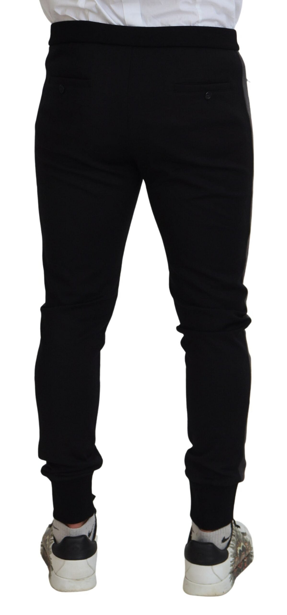 Dolce & Gabbana Elegante schwarze Jogger-Hose aus luxuriöser Wollmischung