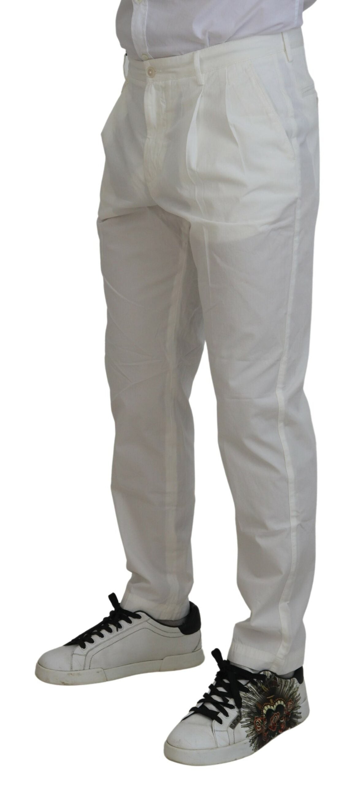 Dolce & Gabbana Elegante Chino-Hose aus weißer Baumwolle