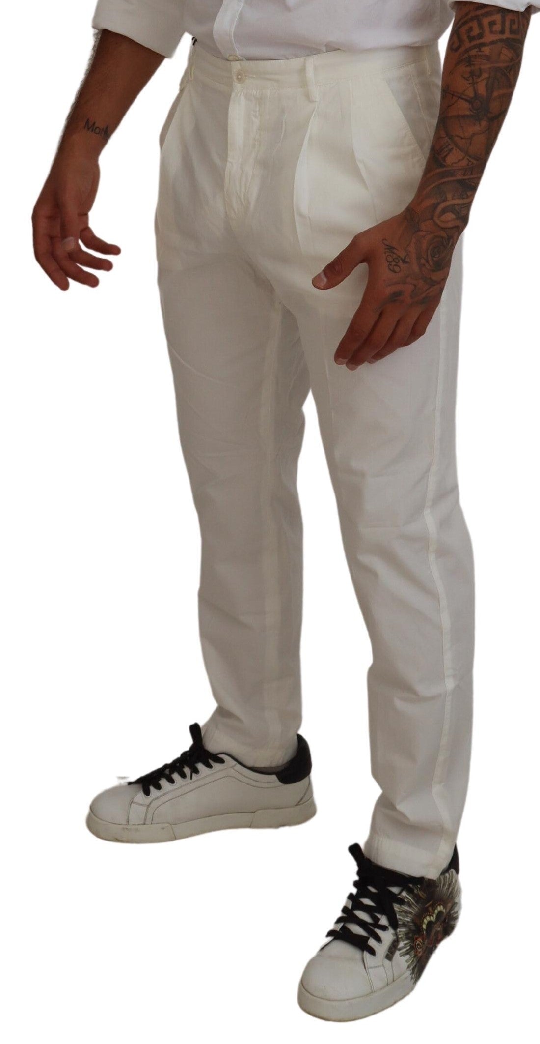 Dolce & Gabbana Elegante Chino-Hose aus weißer Baumwolle