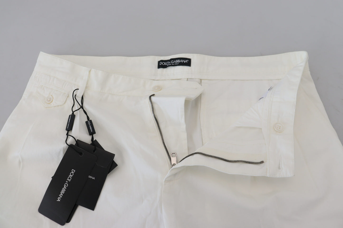 Dolce & Gabbana Elegante Chino-Hose aus weißer Baumwolle