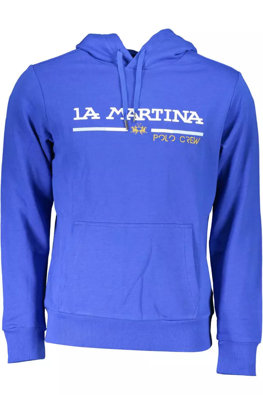 La Martina Schickes blaues besticktes Sweatshirt mit Kapuze