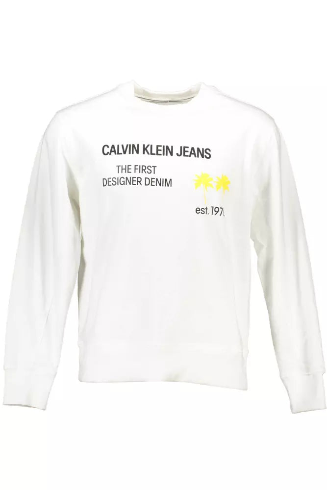 Calvin Klein Weißer Baumwollpullover für Männer