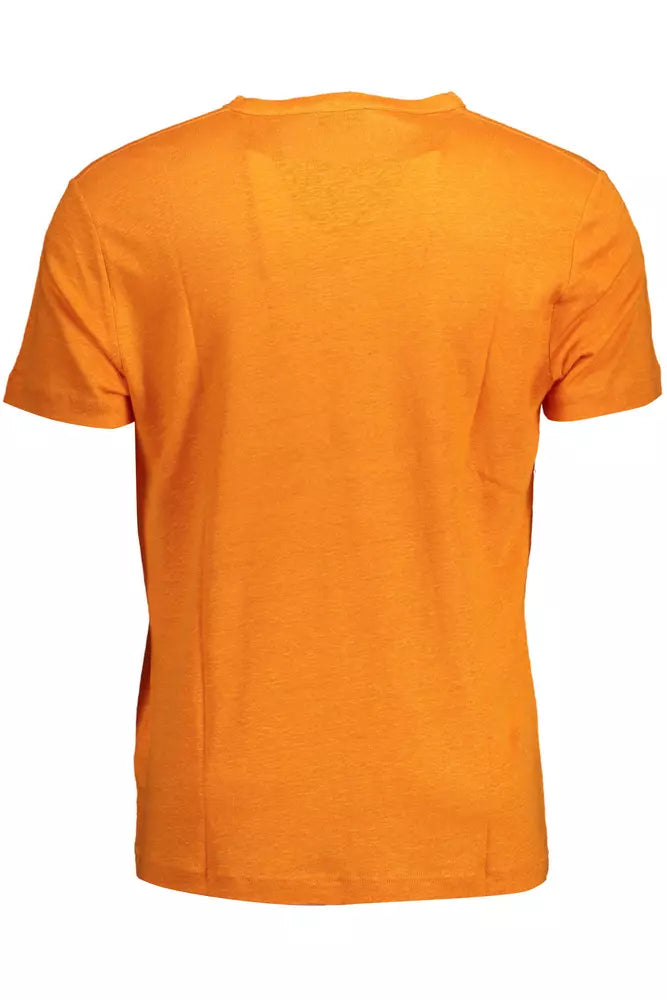 Gant Orangefarbenes Leinen T-Shirt für Männer