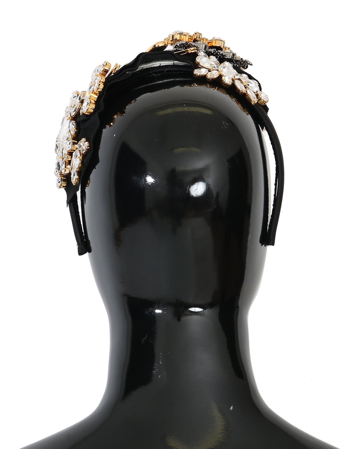 Dolce & Gabbana Elegantes schwarzes Kristall-Stirnband Diadem