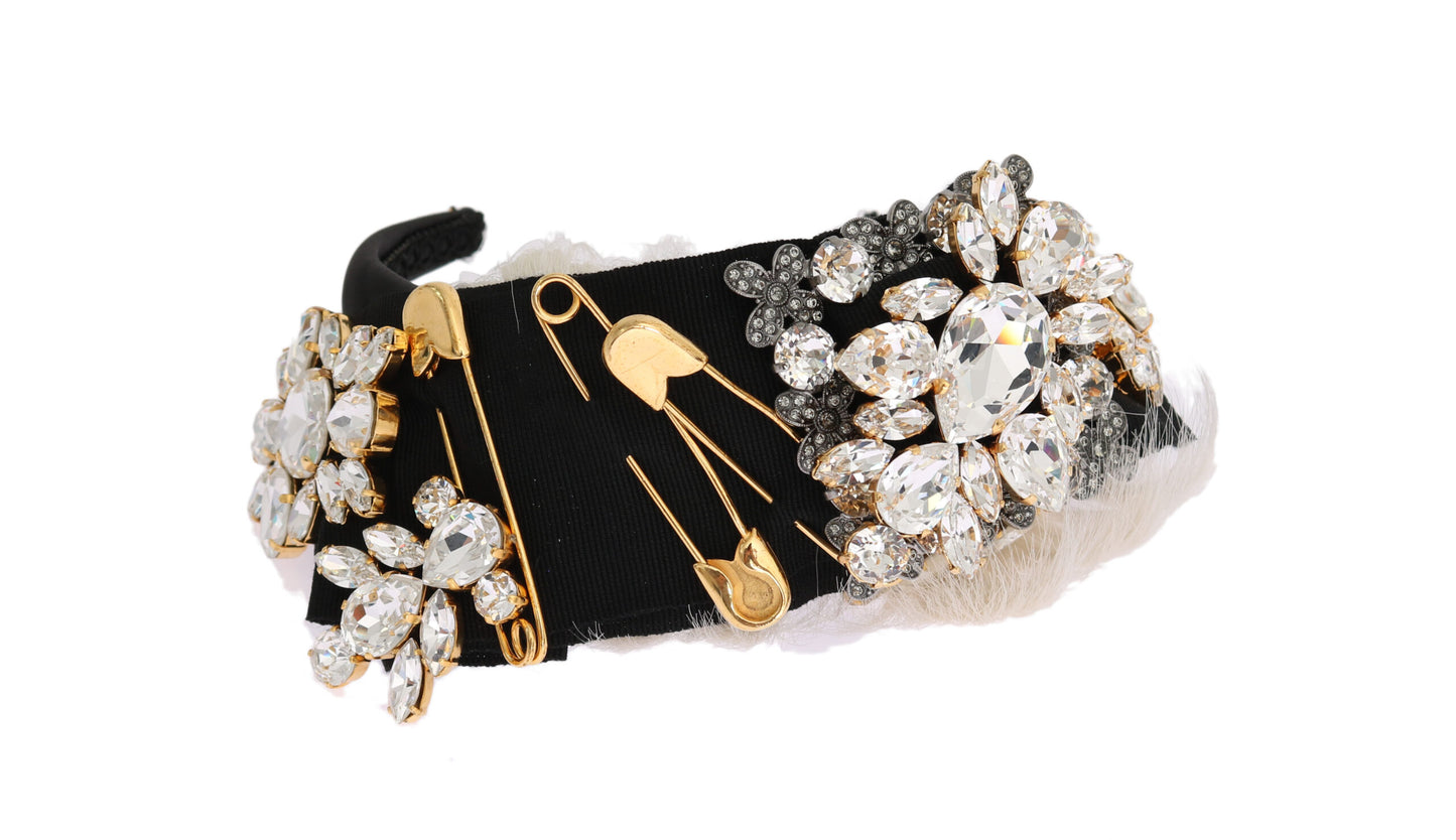 Dolce & Gabbana Elegantes schwarzes Kristall-Stirnband Diadem