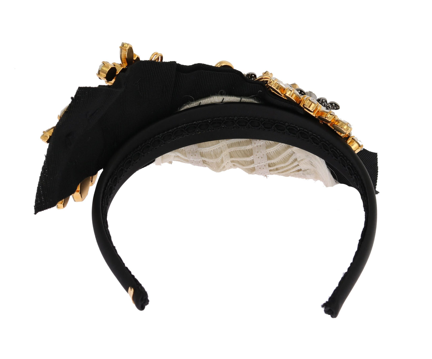 Dolce & Gabbana Elegantes schwarzes Kristall-Stirnband Diadem