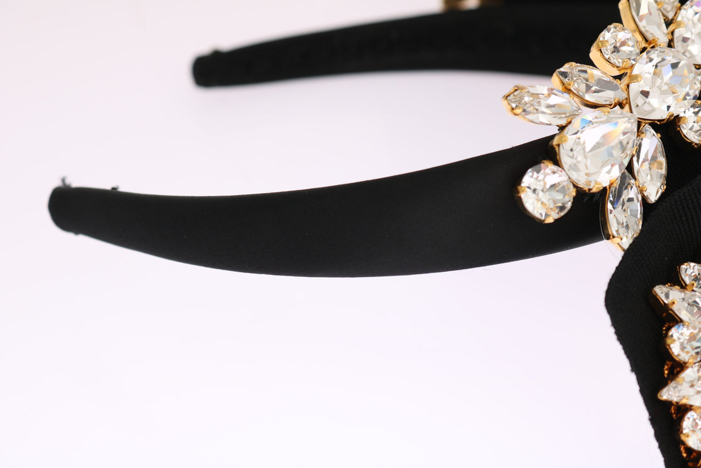 Dolce & Gabbana Elegantes schwarzes Kristall-Stirnband Diadem