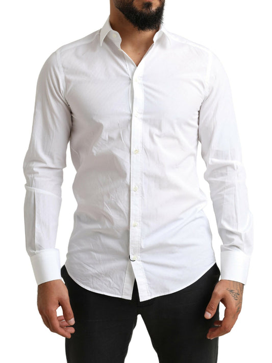 Dolce &amp; Gabbana Elegant Martini Shirt in White Cotton