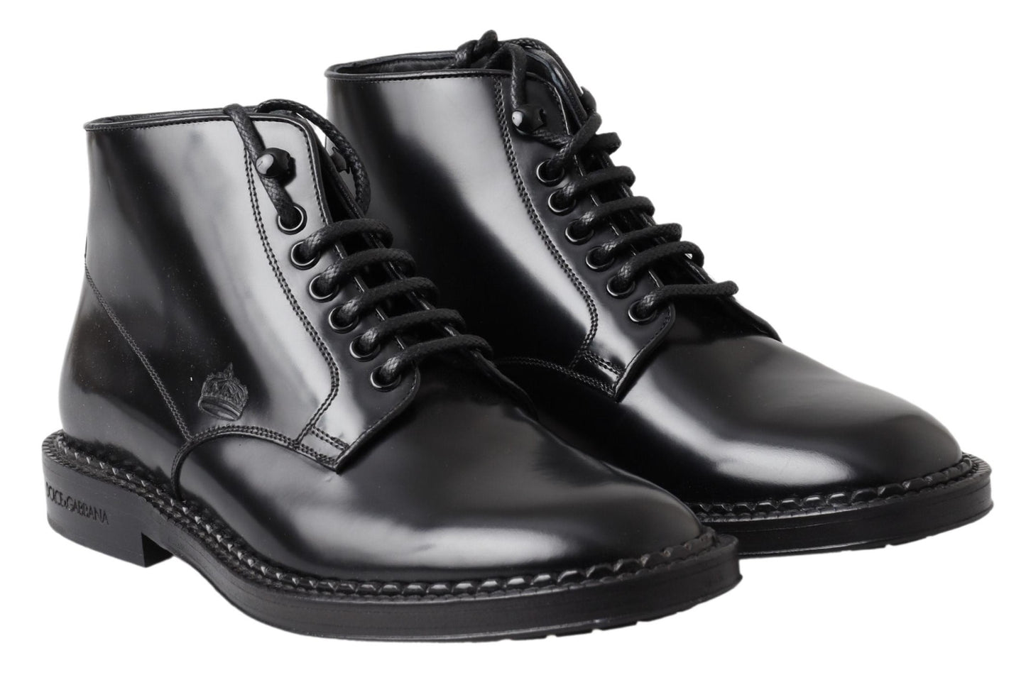 Dolce & Gabbana Elegante schwarze Lederstiefel für Männer