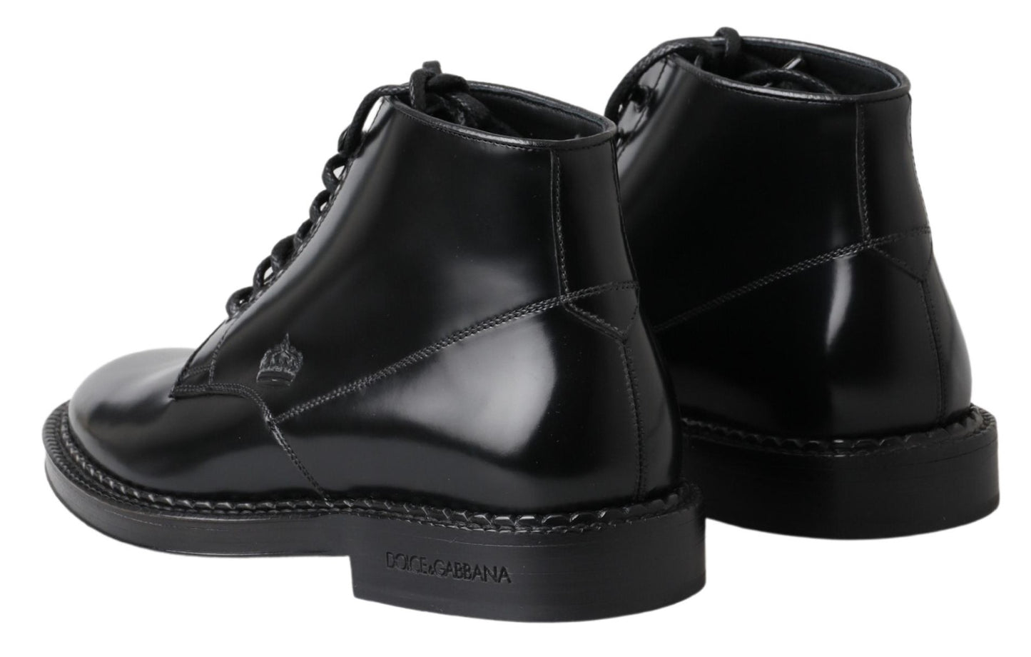 Dolce & Gabbana Elegante schwarze Lederstiefel für Männer