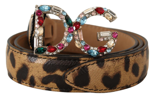 Dolce &amp; Gabbana Tyylikäs leopardivyö kristallikoristeilla