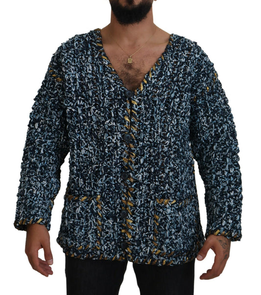 Dolce &amp; Gabbana Elegant blue V-neck knitted sweater