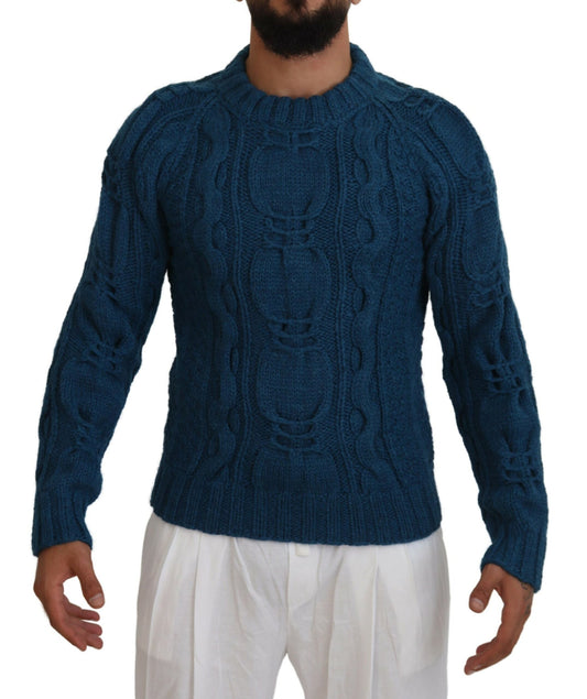 Dolce &amp; Gabbana Elegant blue round neck sweater