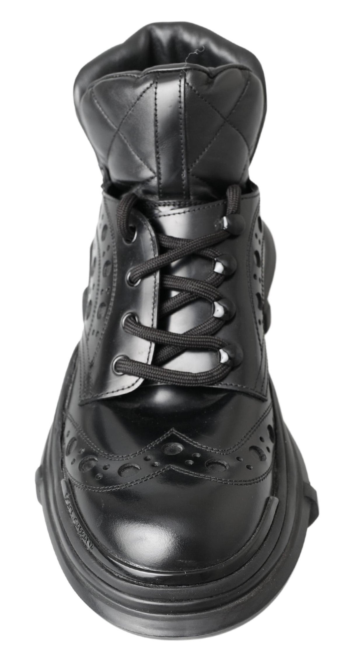 Dolce & Gabbana Elegante schwarze Lederstiefeletten