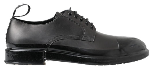 Dolce &amp; Gabbana Elegant Derby Lace-Up -kengät mustaa nahkaa