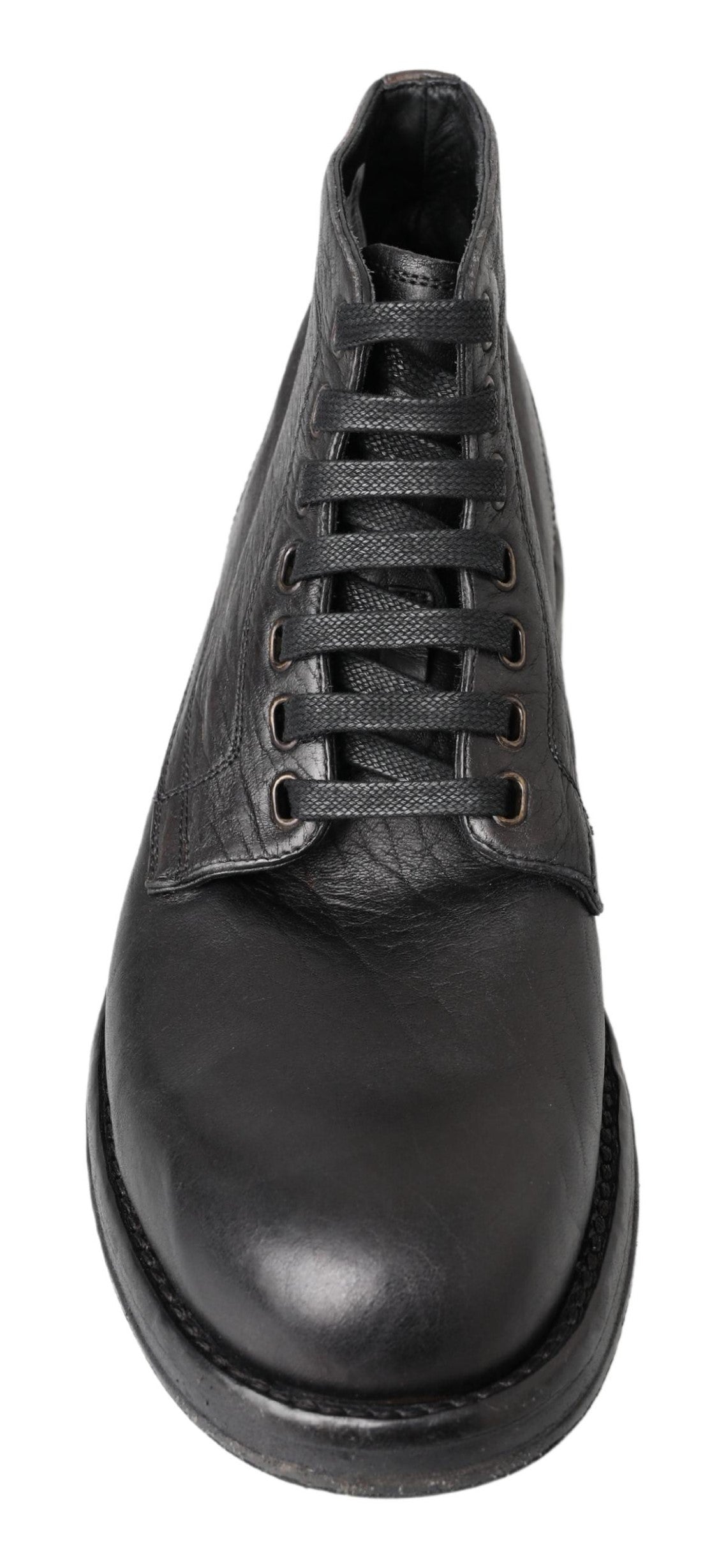 Dolce & Gabbana Equisite Schwarze Schnürstiefel aus Leder