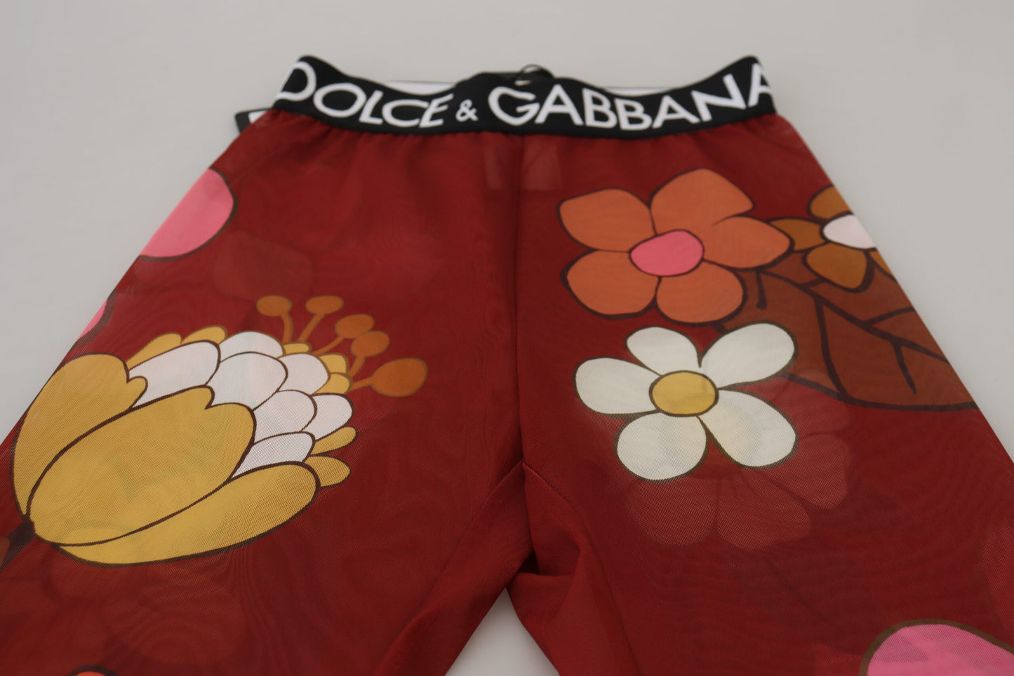 Dolce & Gabbana Rote Leggings mit Blumenmuster und hoher Taille