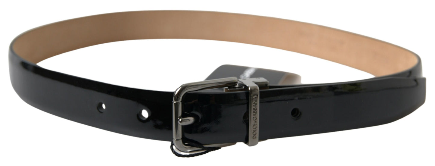 Dolce &amp; Gabbana Elegant black leather belt with metal buckle