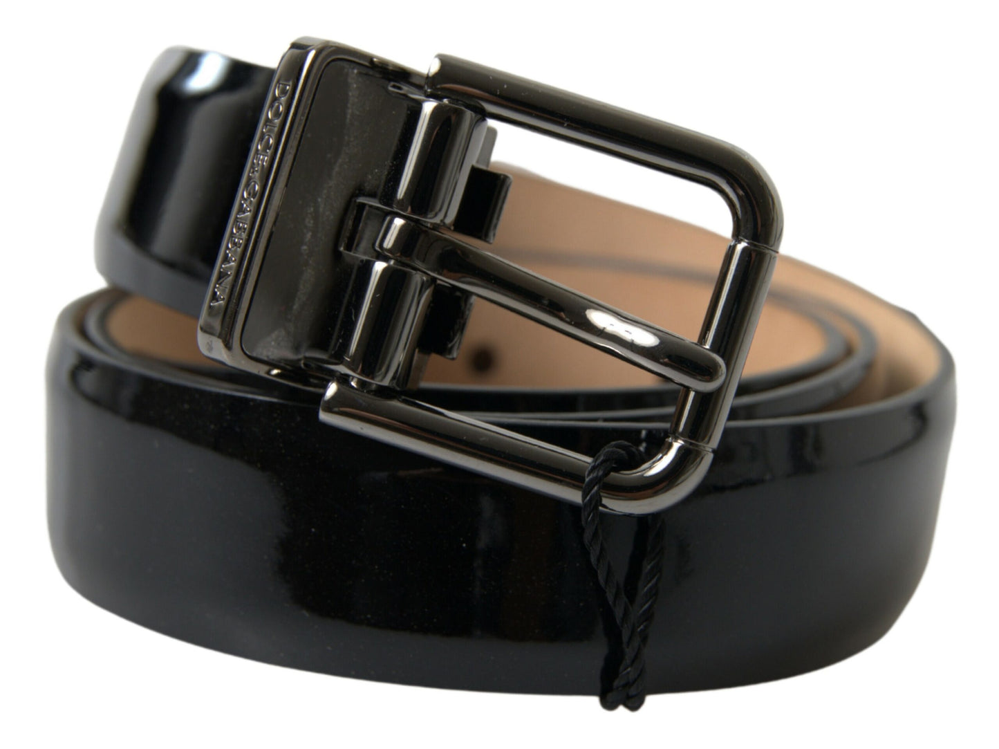 Dolce &amp; Gabbana Elegant black leather belt with metal buckle