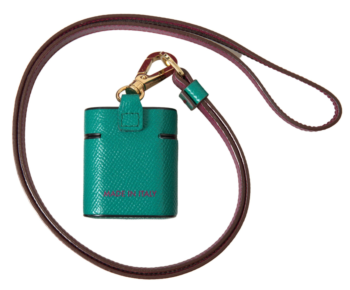 Dolce &amp; Gabbana Elegant Airpods case in green and maroon leather