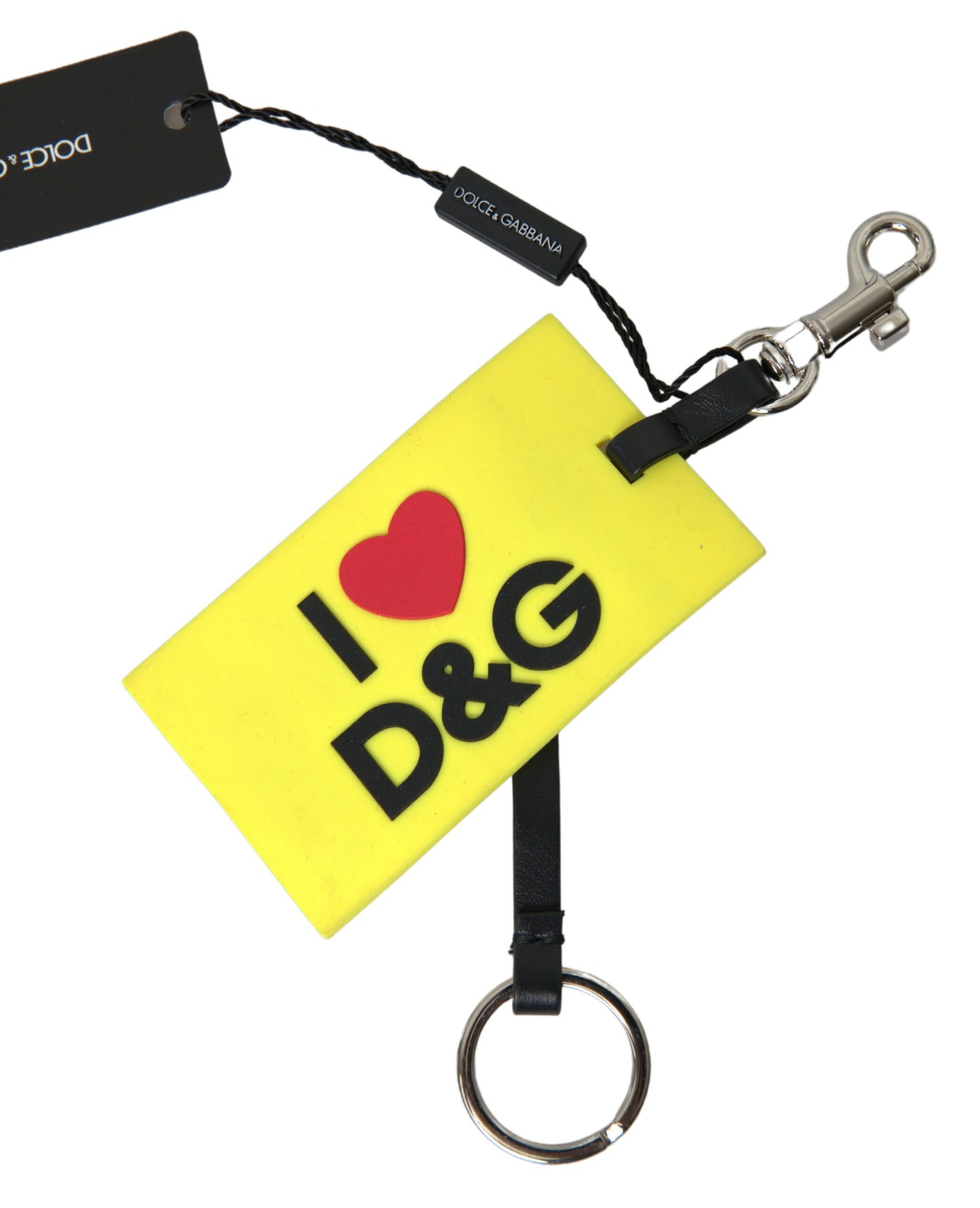 Dolce & Gabbana Schicker gelber Schlüsselanhänger mit Logo-Hardware