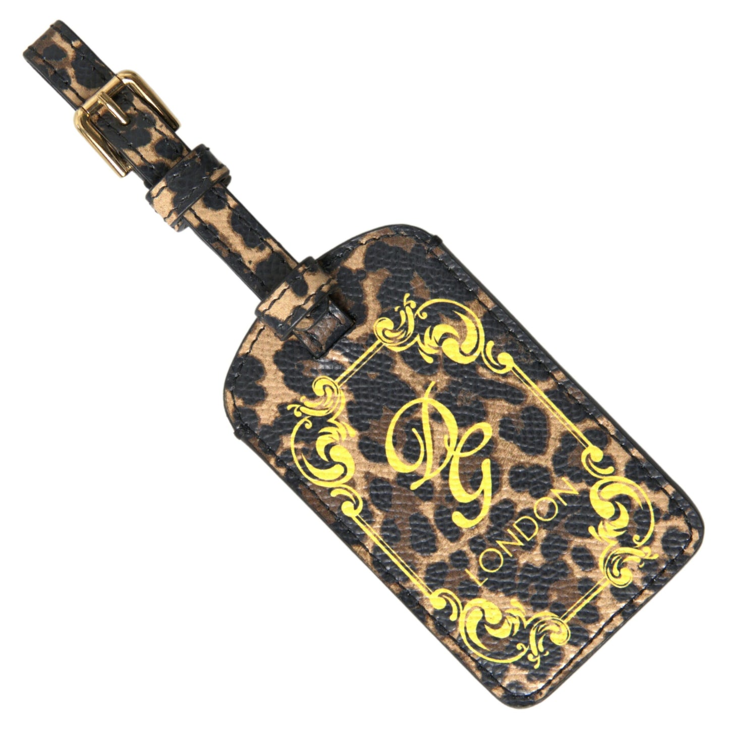 Dolce &amp; Gabbana Elegant Leopard Leather Luggage Tag