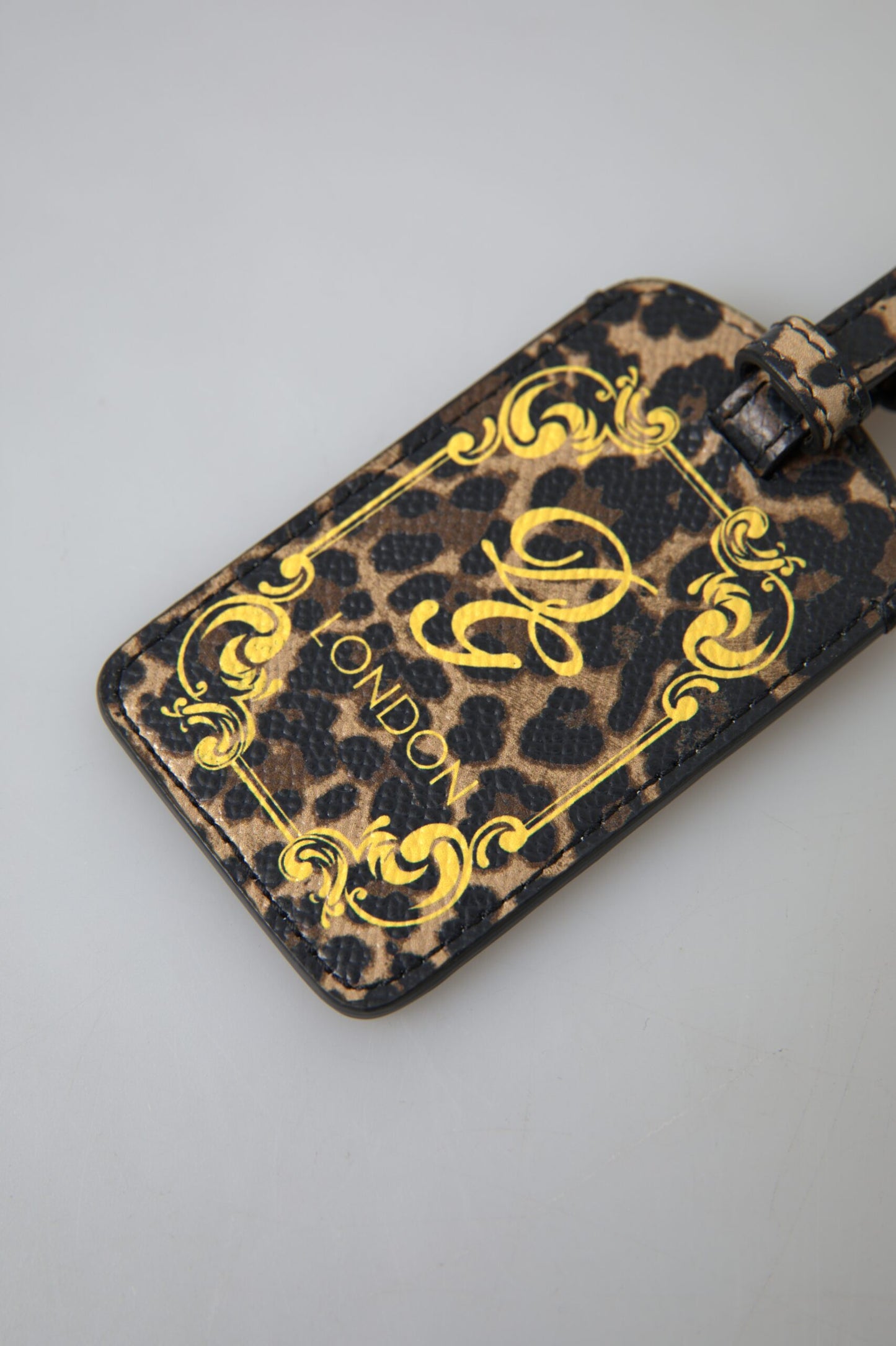 Dolce &amp; Gabbana Elegant Leopard Leather Luggage Tag