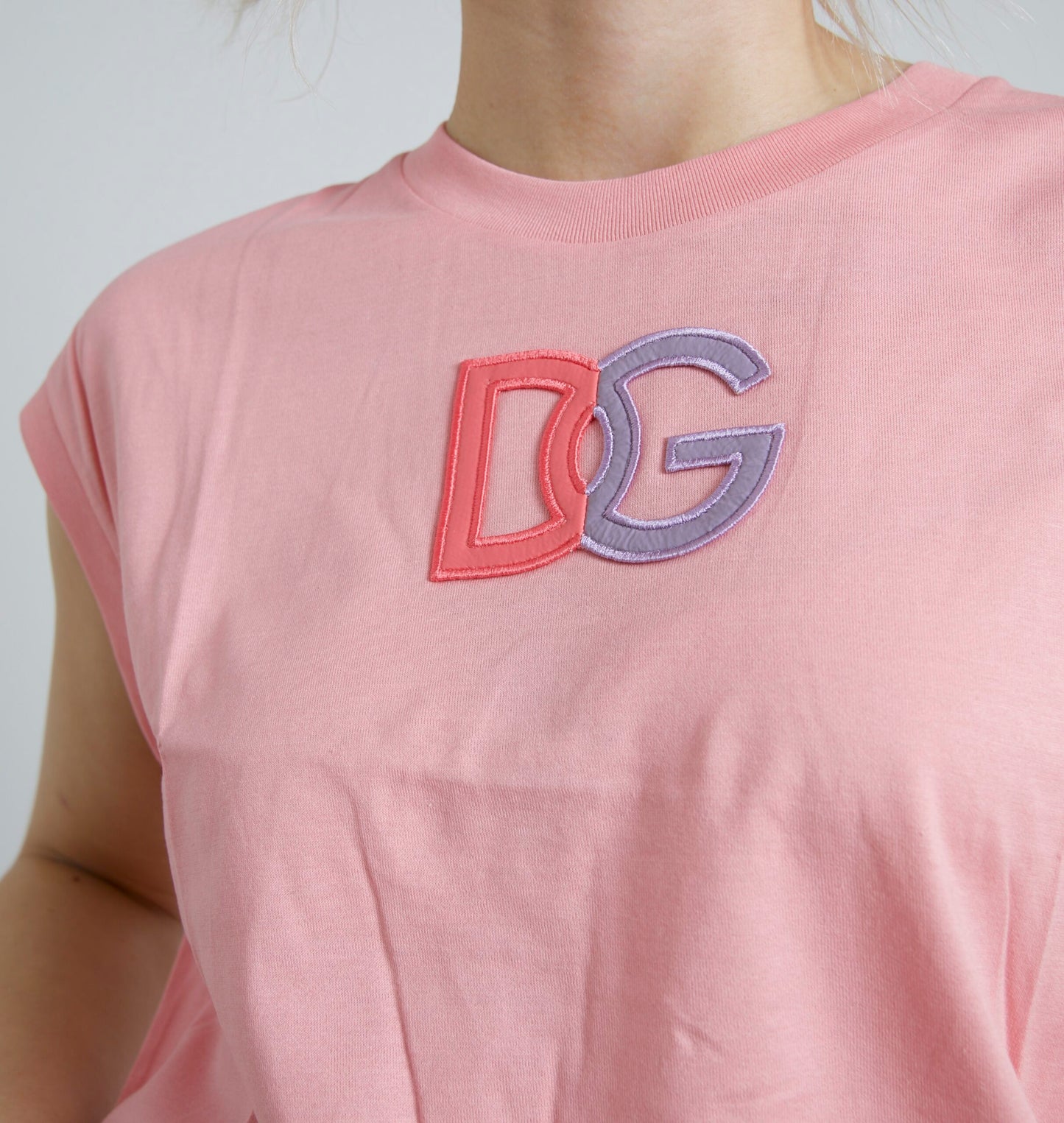 Dolce &amp; Gabbana Elegantti pinkki puuvillainen pyöreä pääntiepusero