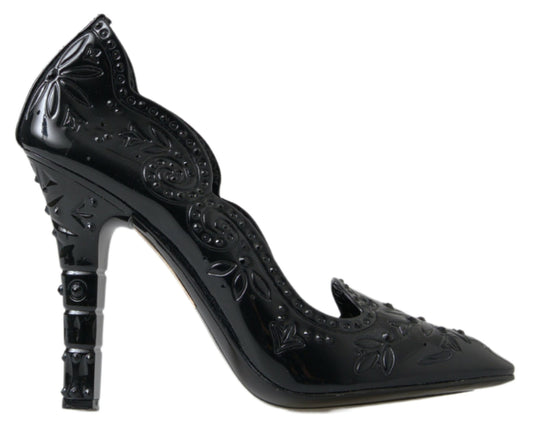 Dolce &amp; Gabbana Elegant Black Crystal Cinderella Pumps