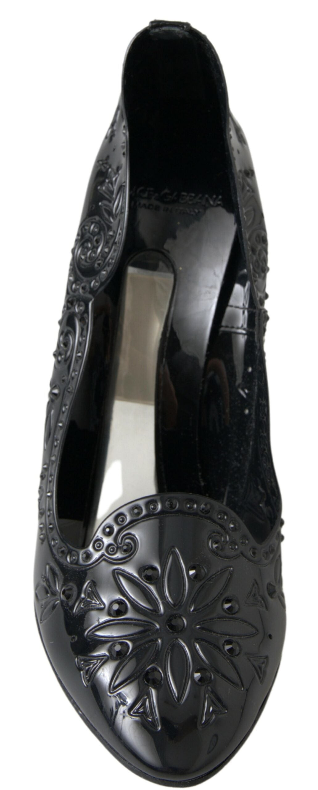 Dolce &amp; Gabbana Elegant Black Crystal Cinderella Pumps