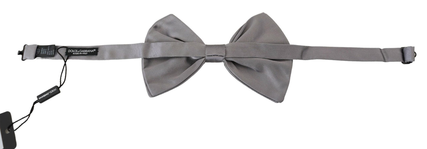 Dolce &amp; Gabbana Elegant silver-gray silk bow tie