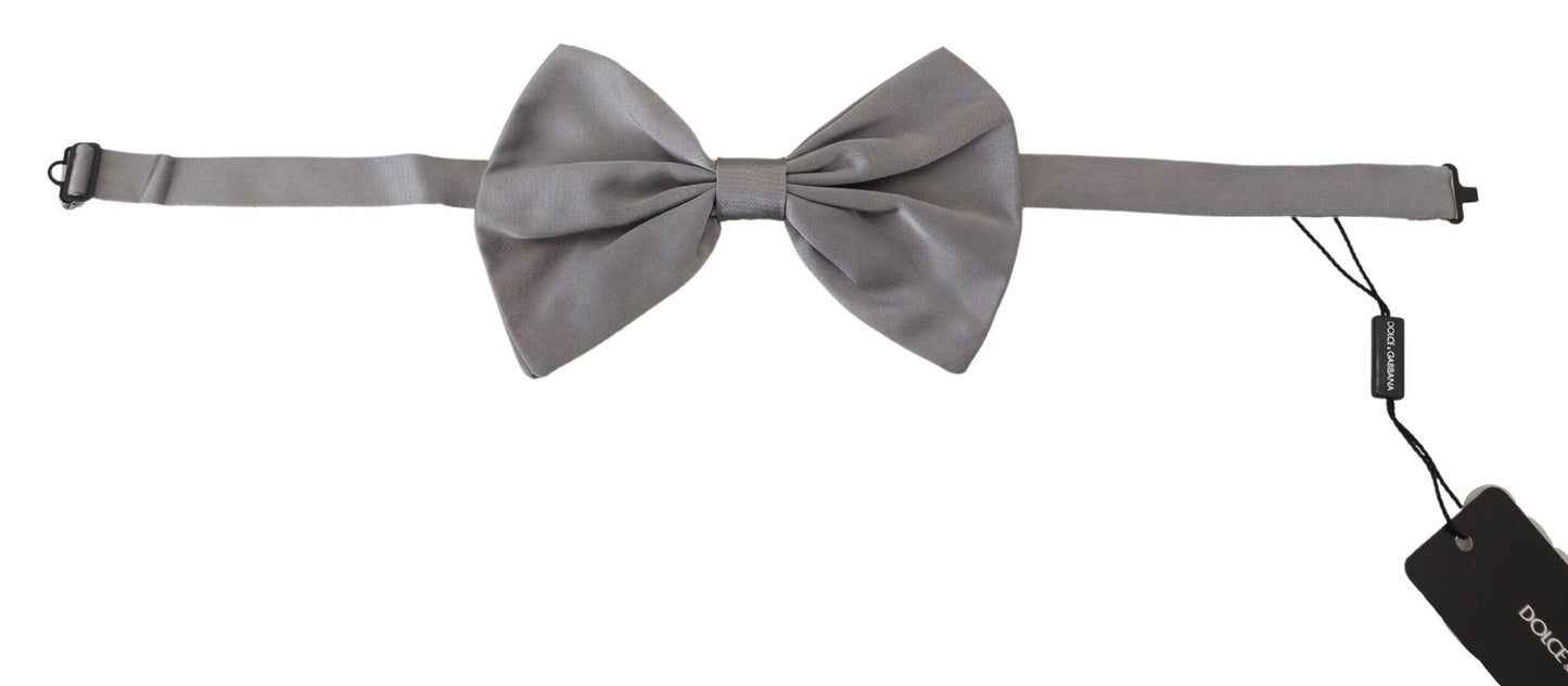 Dolce &amp; Gabbana Elegant silver-gray silk bow tie