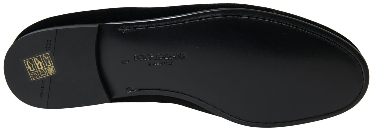 Dolce & Gabbana Elegante schwarze Loafers aus Samt für Männer