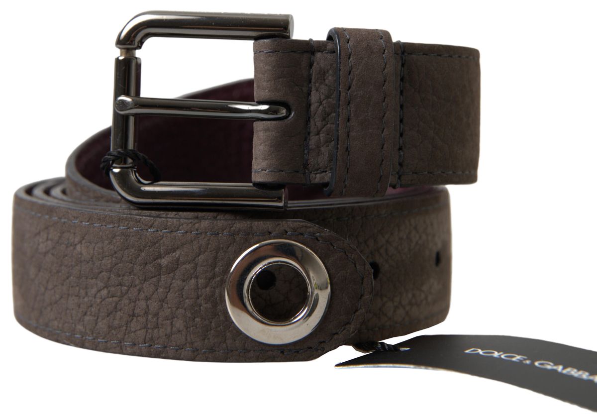 Dolce &amp; Gabbana Elegant brown leather belt with metal buckle