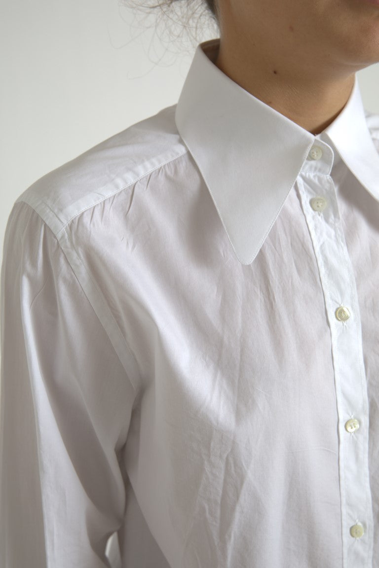 Dolce &amp; Gabbana Elegant white cotton collar top