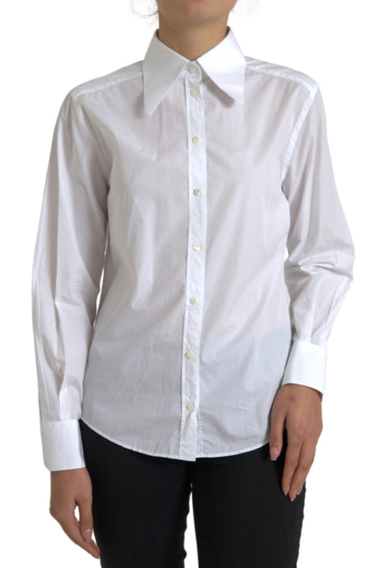 Dolce &amp; Gabbana Elegant white cotton collar top