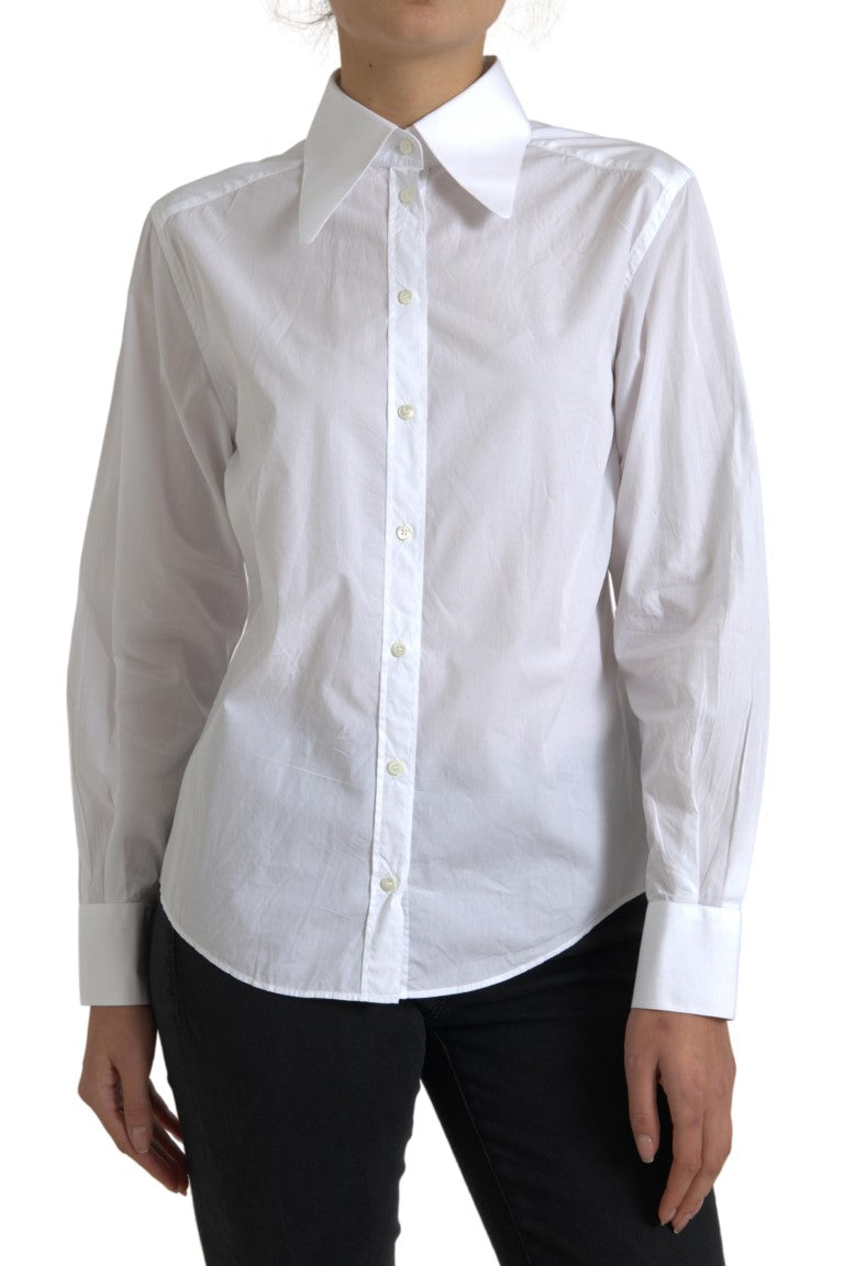 Dolce &amp; Gabbana Elegant white cotton collar top