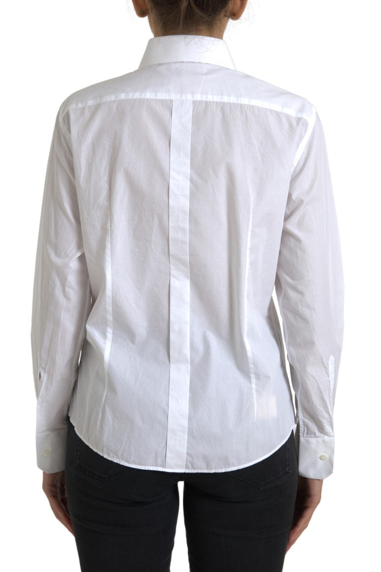 Dolce &amp; Gabbana Elegant white cotton collar top