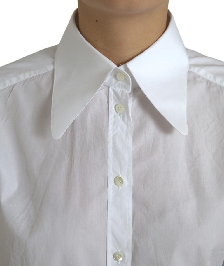 Dolce &amp; Gabbana Elegant white cotton collar top