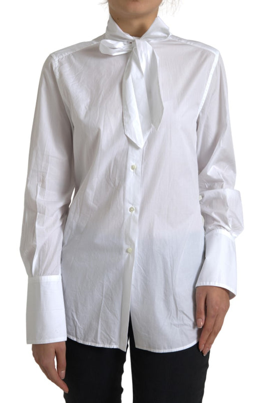 Dolce &amp; Gabbana Elegant long-sleeved shirt in white cotton