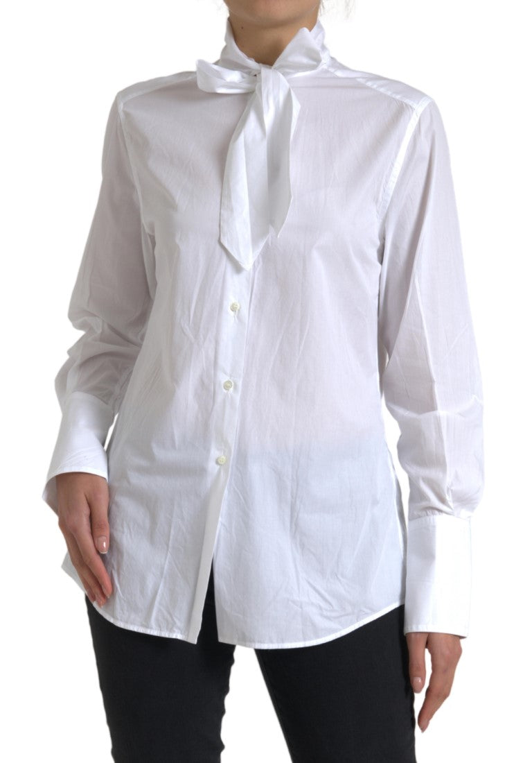 Dolce &amp; Gabbana Elegant long-sleeved shirt in white cotton