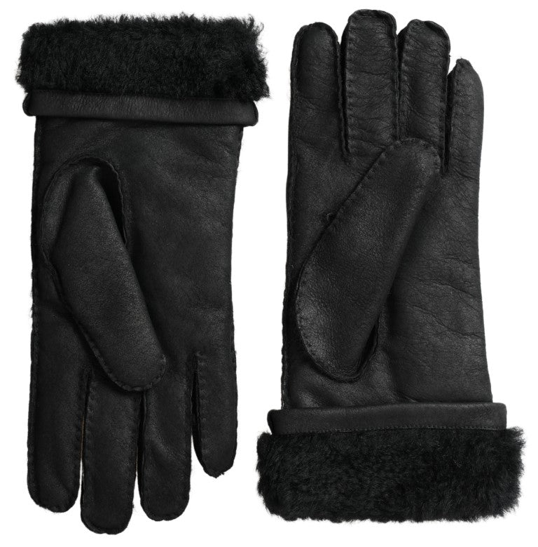 Dolce & Gabbana Elegante schwarze Leder-Winterhandschuhe