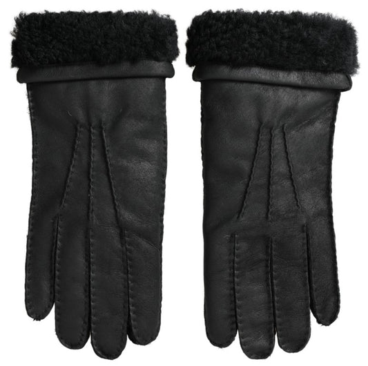 Dolce & Gabbana Elegante schwarze Leder-Winterhandschuhe