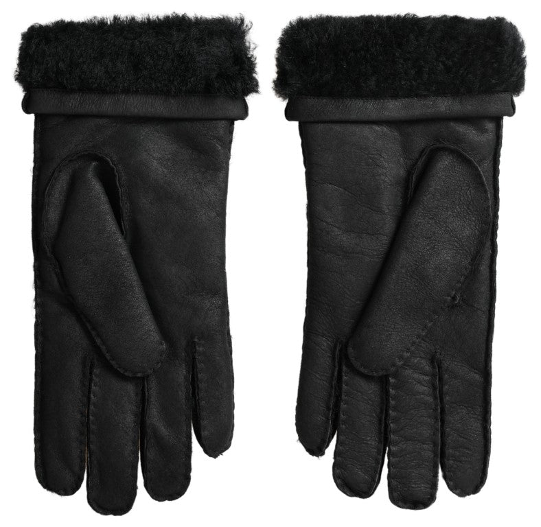 Dolce & Gabbana Elegante schwarze Leder-Winterhandschuhe