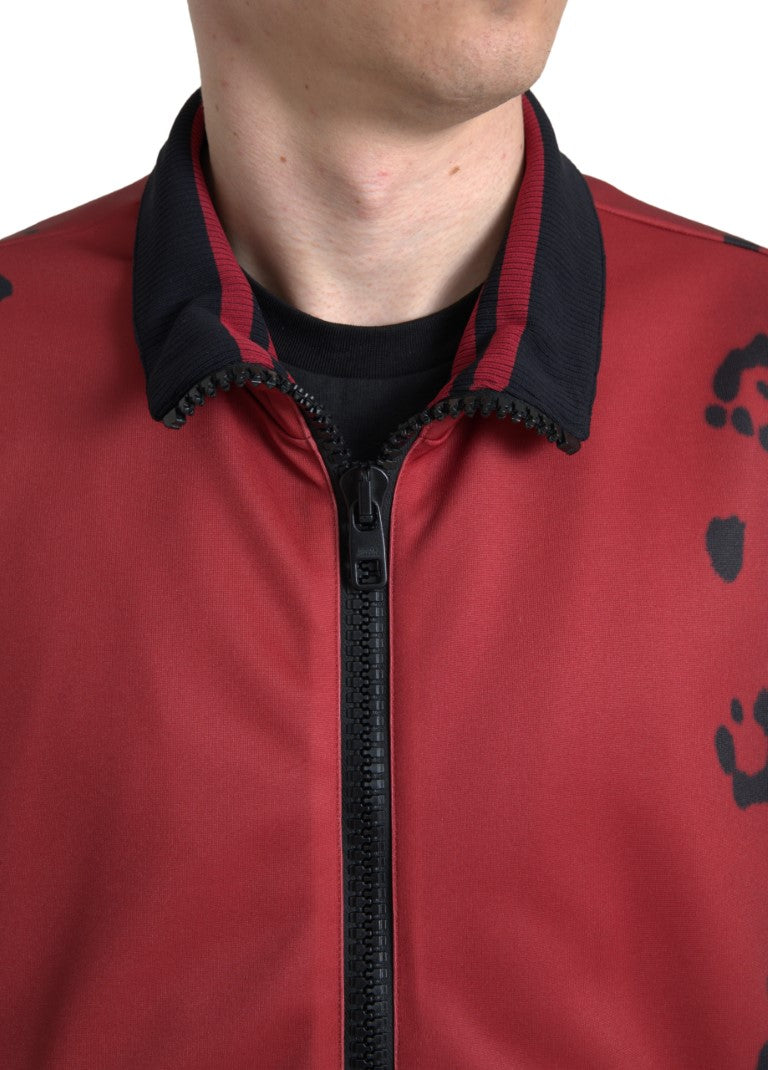 Dolce &amp; Gabbana Red Leopard Print Bomber Jacket