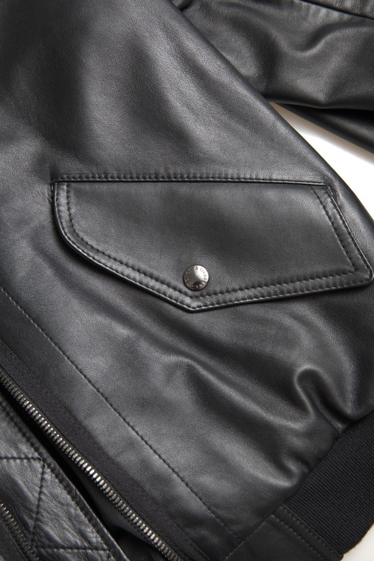 Dolce &amp; Gabbana Elegant black leather bomber jacket