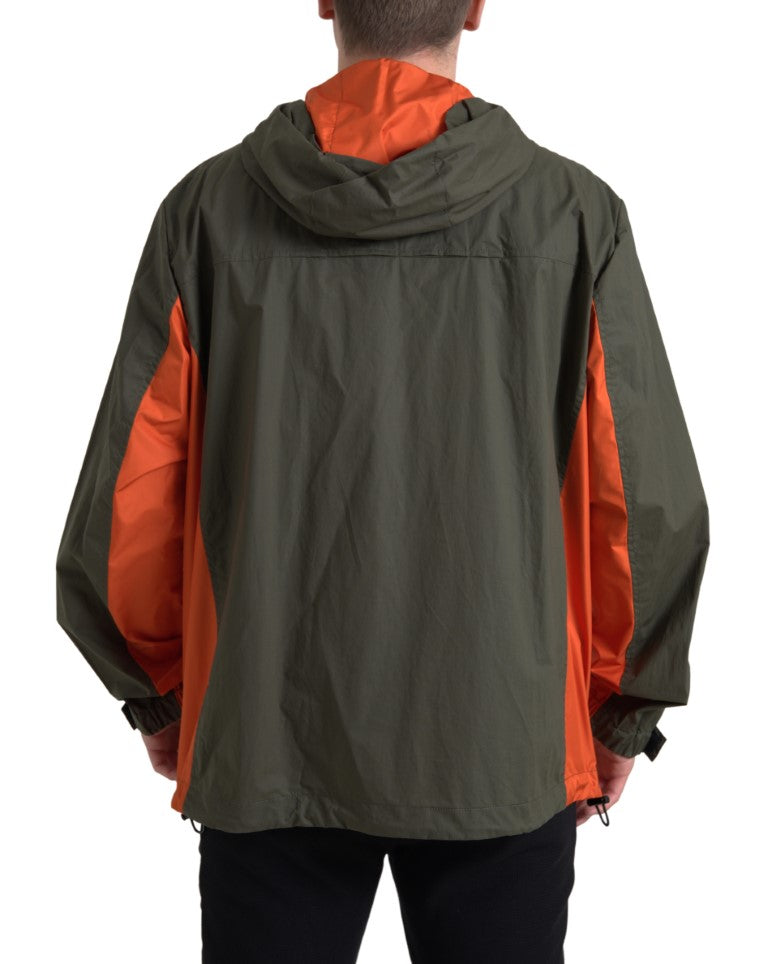 Dolce &amp; Gabbana Elegant hooded jacket with full zip in green and orange