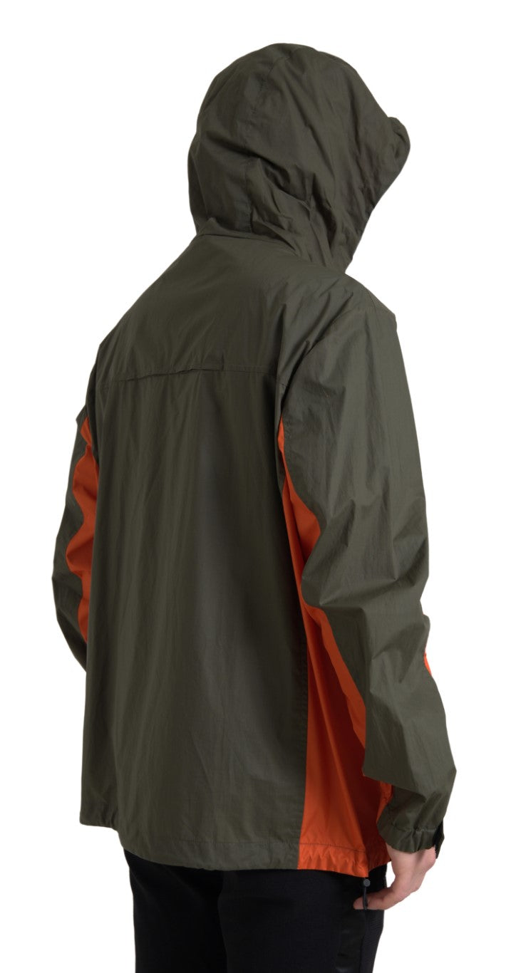 Dolce &amp; Gabbana Elegant hooded jacket with full zip in green and orange