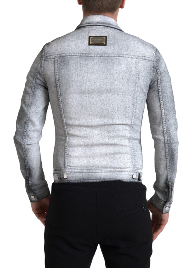 Dolce &amp; Gabbana Elegant grey cotton stretch denim jacket